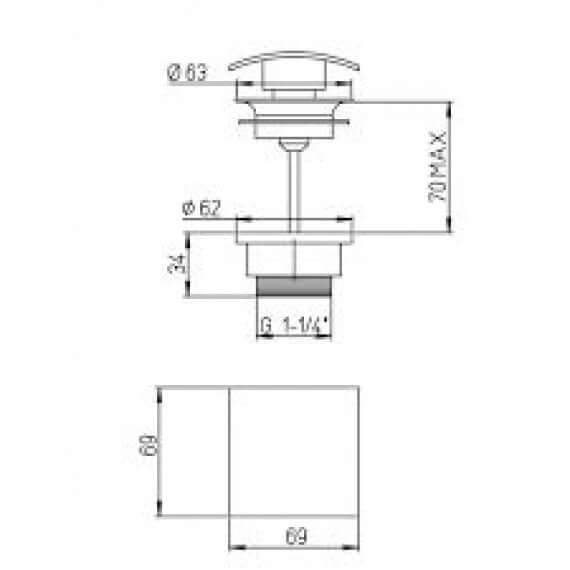 Piletta Click Clack Jacuzzi | Rubinetteria cromata universale a testa quadra con o senza troppopieno universale Arcshop
