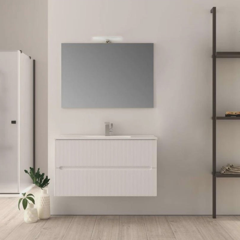 Mobile bagno cannettato bianco opaco 100 cm Riga - Arcshop