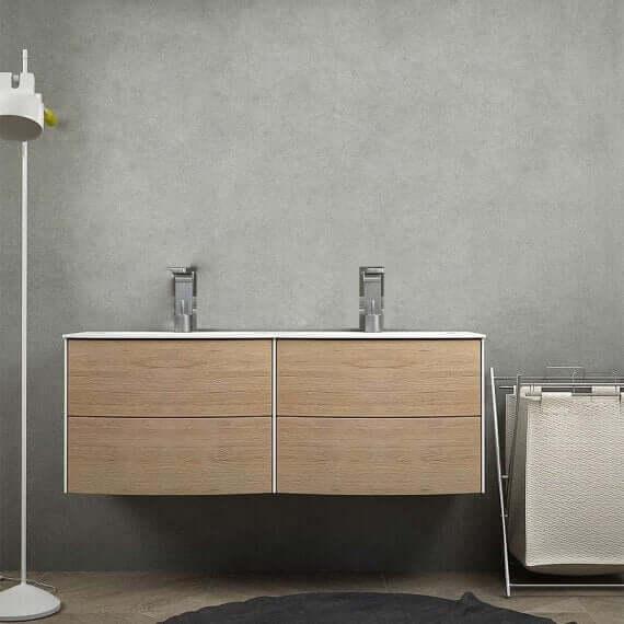 Rio mobile da bagno sospeso 120 cm doppia vasca rovere tabacco Arcshop