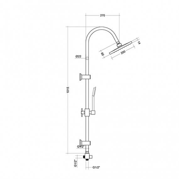 Colonna doccia in acciaio regolabile con deviatore doccetta e soffione quadrato 20X20 cm Arcshop