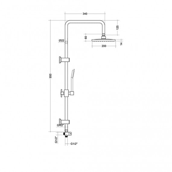 Colonna doccia con soffione ultrapiatto in acciaio 20x20 cm Arcshop