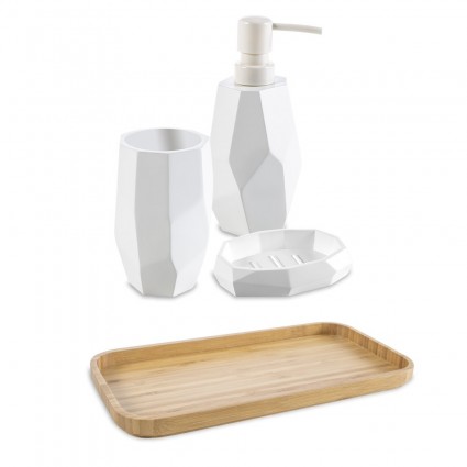 Jcevium Set di 6 accessori da bagno in bambù ecologico con dispenser per lozioni Etc.-WEII 