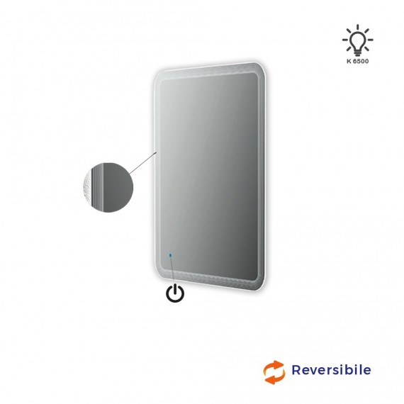 Specchio LED righe 90X60 reversibile accensione touch 