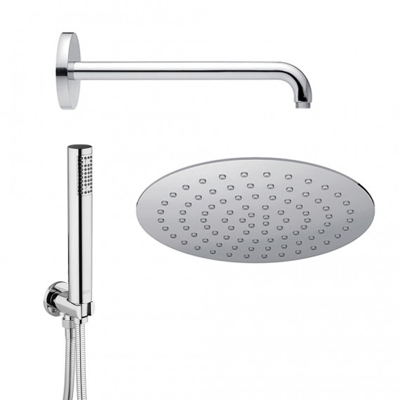 Jacuzzi | Rubinetteria set doccia tondo con doccetta braccio doccia e soffione ultrapiatto 30 cm
