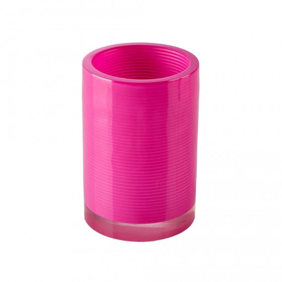 Bicchiere porta spazzolini in resina poliacrilica trasparente rosa serie Billy di Cipì