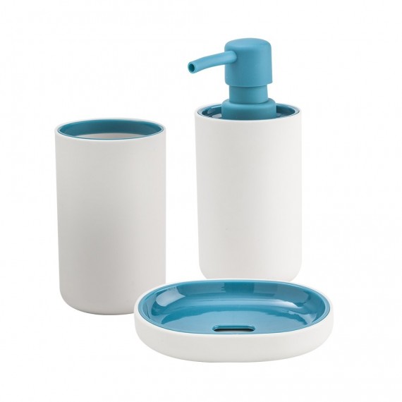 Set accessori da bagno 3 pezzi Cipì serie True Colors Dispenser Bicchiere e Portasapone