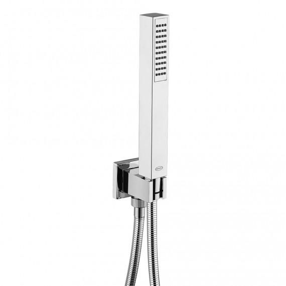 Jacuzzi | rubinetteria set doccia completo di braccio a parete soffione ultraslim quadrato 30X30 e doccetta