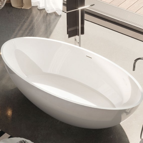 Vasca da bagno freestanding in solid surface bianco lucido o bianco opaco Mod. Carezza Treesse