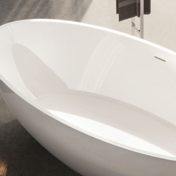 Vasca da bagno freestanding in solid surface bianco lucido o bianco opaco Mod. Carezza Treesse