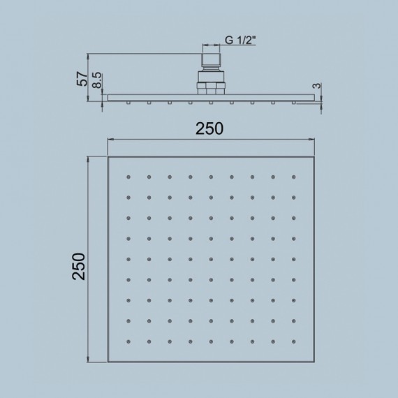Soffione Jacuzzi | rubinetteria quadrato ispezionabile 25X25 cm in ottone anticalcare 1811060JA00