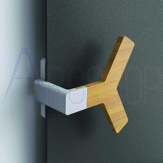 Appendino magnetico per termoarredo design in alluminio e legno Teak Lazzarini Y