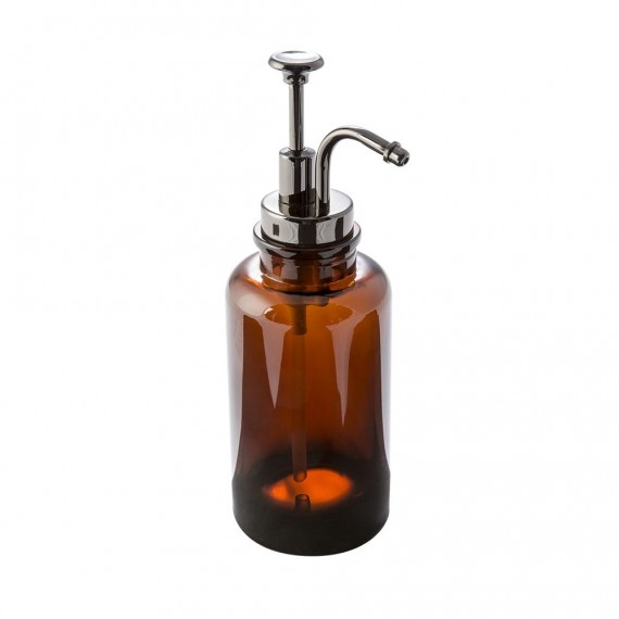 Set accessori 4 pezzi in vetro ambra serie Pharmacy di Cipì Dispenser Bicchiere Porta sapone Scopino