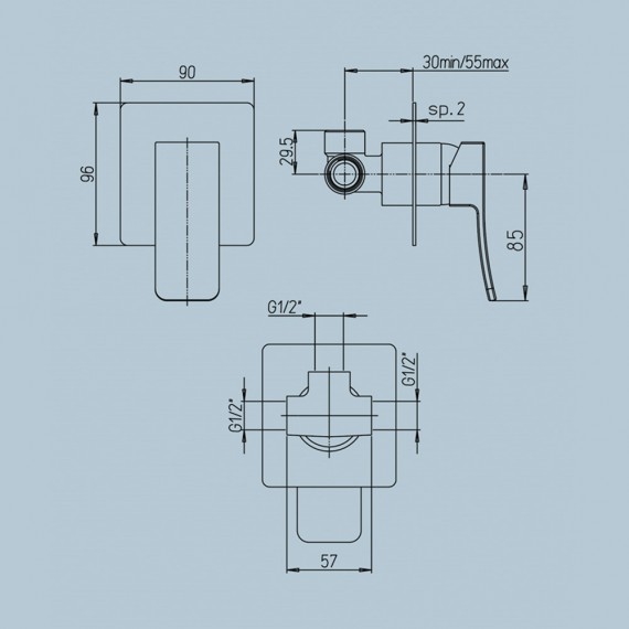 Set miscelatori lavabo + bidet + incasso doccia Jacuzzi | rubinetteria Tank ottone cromato per piletta clic clac