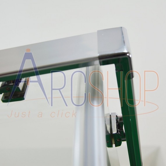 Cabina doccia 70X100 adattabile con profilo flat alluminio cromo lastra cristallo 6 mm due ante scorrevoli h 195