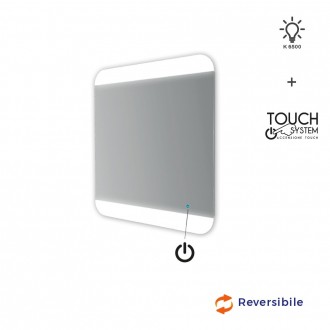 Specchio touch LED bordi satinati 70X65 retroilluminato