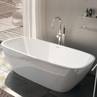 Vasca da bagno freestanding in solid surface bianco opaco o bianco lucido Mod. Brio Treesse