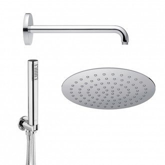 Jacuzzi | Rubinetteria set per doccia completo di soffione extraslim tondo 20 cm braccio doccia a parete e doccetta
