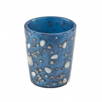 Bicchiere porta spazzolini Cipì Antille azzurro perla con inserti conchiglie