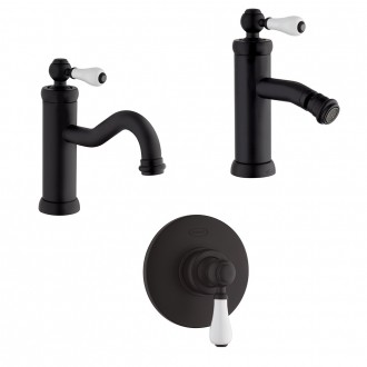 Set rubinetti lavabo tipo alto bidet e incasso doccia nero opaco serie Tosca di Jacuzzi Rubinetteria 