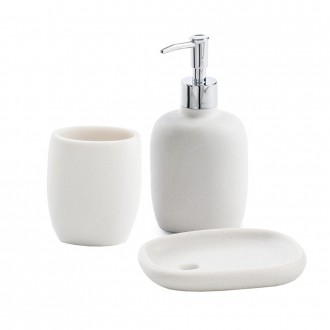 Set accessori da bagno Cipì Zen White 3 pezzi Dispenser Bicchiere e Porta sapone